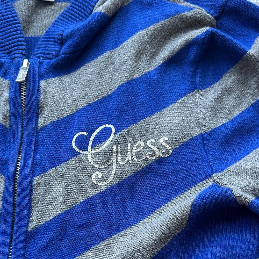 Guess Women's Blue and Gray Chevron Jacket Y2K - Picture 5 of 6